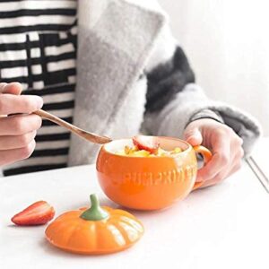 Eplze YBK Tech Cute Pumpkin Cup, Ceramic Coffee Mug, 8.5oz Tea Cup with Lid (Cup)