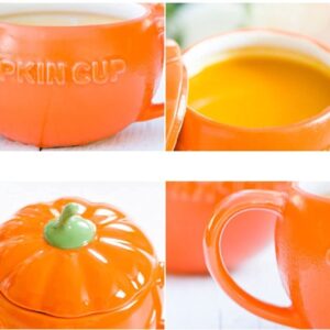 Eplze YBK Tech Cute Pumpkin Cup, Ceramic Coffee Mug, 8.5oz Tea Cup with Lid (Cup)