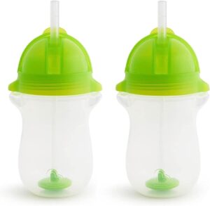 munchkin click lock any angle weighted 2 piece straw cup (green)