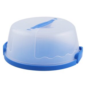 portable round cake carrier with handle pie saver cupcake container up to 10 inch translucent dome for transporting cakes, cupcakes, cookies, pies, or other desserts (blue)