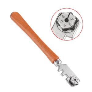 130MM Professiona Roller Glass Cutter Six Wheel Metal Wheel Craft Cutting Kit Tool with Wooden Handle