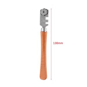 130MM Professiona Roller Glass Cutter Six Wheel Metal Wheel Craft Cutting Kit Tool with Wooden Handle