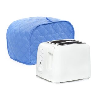 Toaster Cover, Polyester Quilted Two Slice Toaster Appliance Cover, Dust and Fingerprint Protection, Machine Washable (11W x 8D x 8H, Blue Polyester)