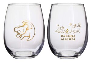 disney classics collectible stemmless wine glass sets - 16 ounces - set of 2 (lion king)