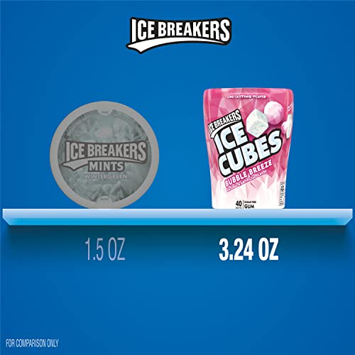 ICE BREAKERS Ice Cubes Bubble Breeze Sugar Free Chewing Gum Bottles, 3.24 oz (6 Count, 40 Pieces)