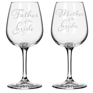 National Etching Father and Mother of the Bride Wedding Wine Glass Gift Set of 2 (Stemmed)