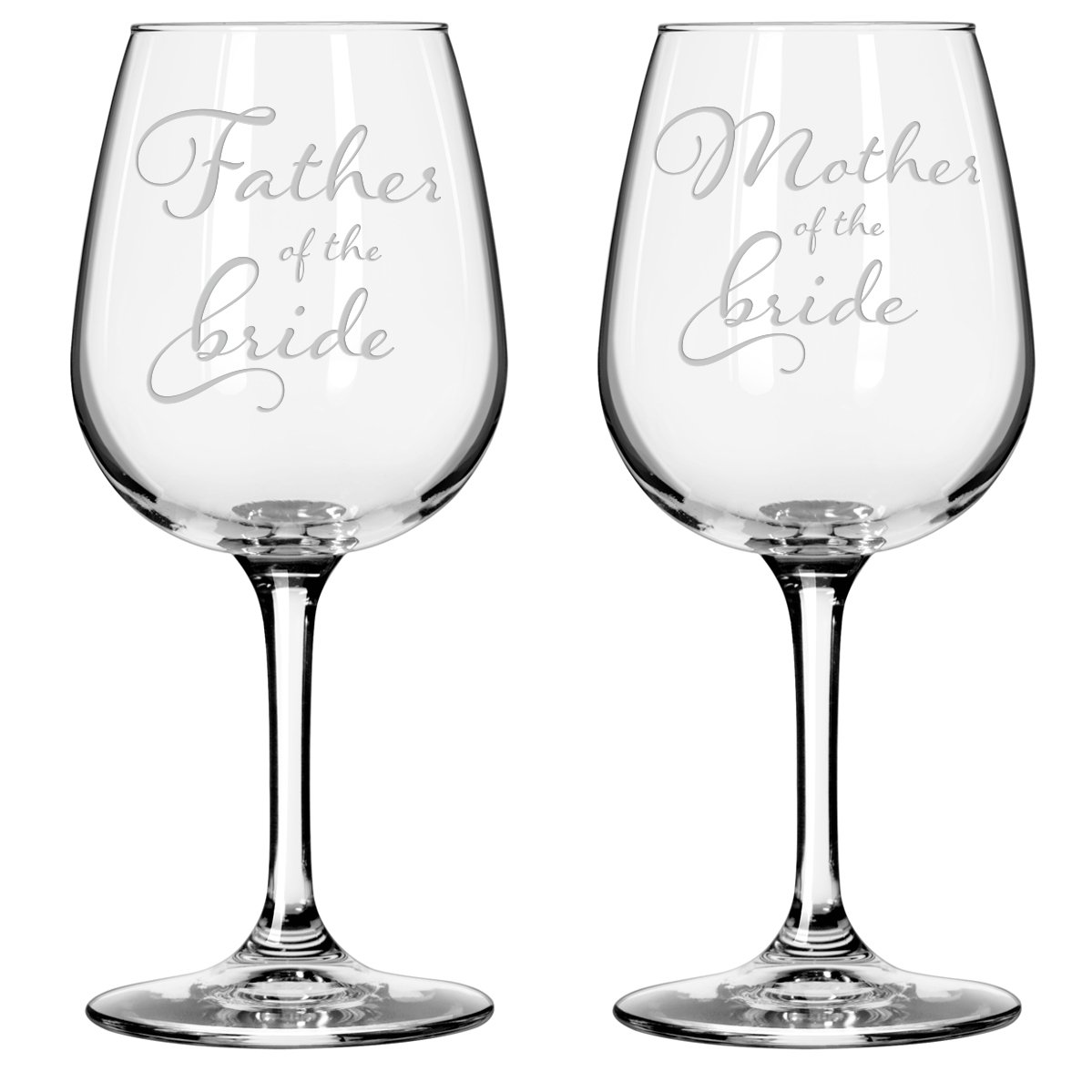 National Etching Father and Mother of the Bride Wedding Wine Glass Gift Set of 2 (Stemmed)