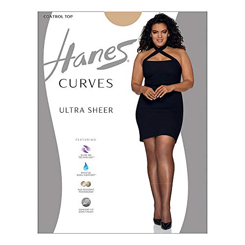 Hanes womens Hanes Women's Hanes Curves Ultra Sheer Pantyhose Hsp001 Hosiery, Nude, 1X-2X US