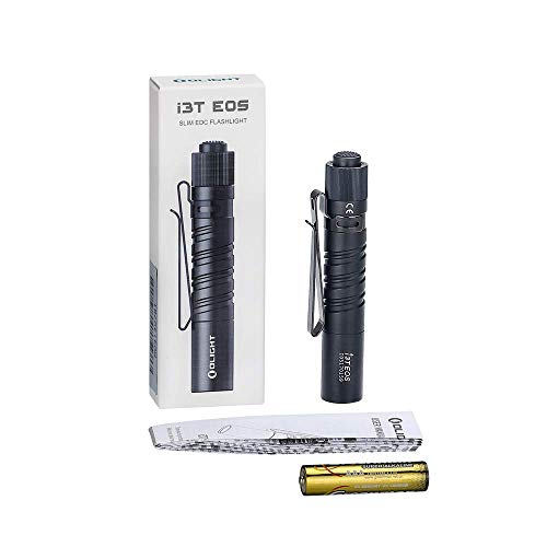 OLIGHT I3T EOS 180 Lumens Dual-Output Slim EDC Flashlight for Camping and Hiking, Tail Switch Flashlight with AAA Battery