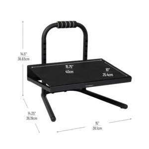 Mind Reader Foot Rest, Foot Stool, Under Desk at Work, Ergonomic, Adjustable, Office, Metal, 15"L x 14.25"W x 14.5"H, Black