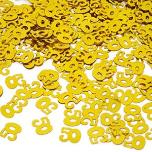 honbay 2100 pieces 1.6oz double sided sparkly number 50 confetti for 50th birthday, 50th class reunion, 50th wedding anniversary,etc (gold)