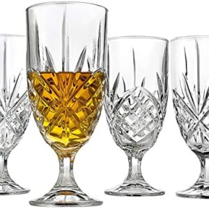 Crystal Glass Water Goblets, 16 Ounce Elegant Crystal Glasses for Water, Juice, Beer, Wine, and Cocktails, Iced Beverage Glassware – Set of 4