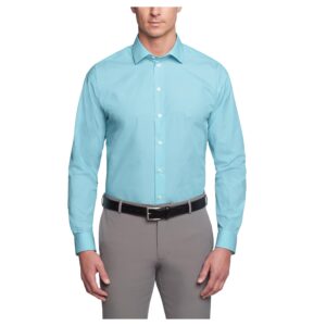 unlisted by kenneth cole mens regular fit solid dress shirt, aqua, 16 -16.5 neck 34 -35 sleeve us