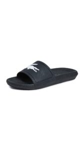 lacoste mens croco slide sandal, black/white, 10 us