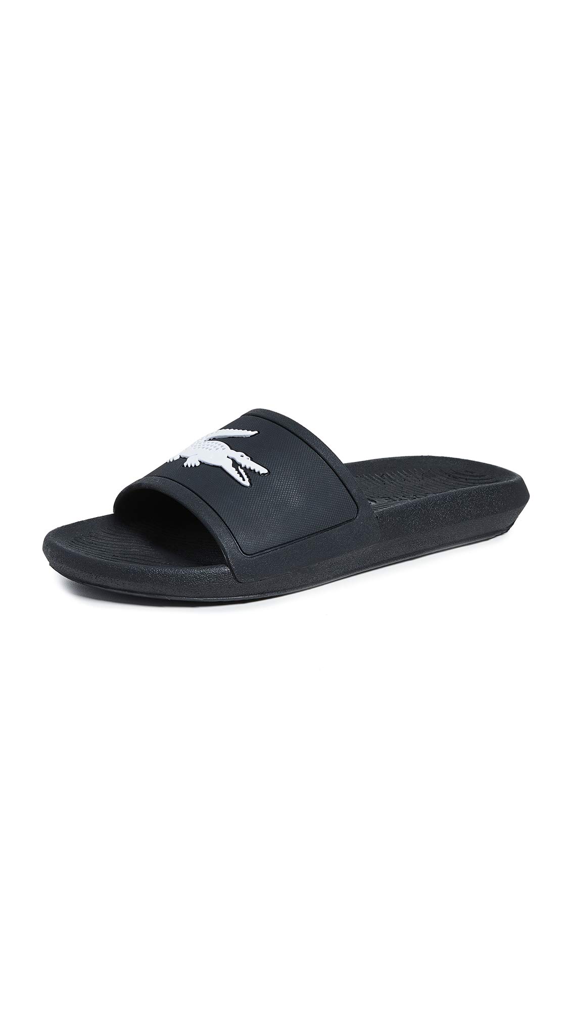 Lacoste mens Croco Slide Sandal, Black/White, 10 US