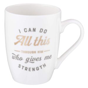 i can do all this through him philippians 4:13 ceramic christian coffee mug for women and men - inspirational coffee cup and christian gifts, 12oz
