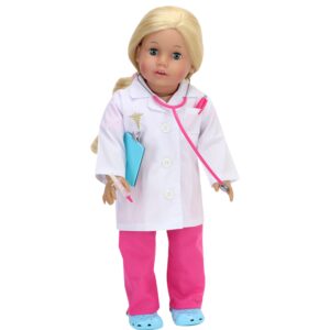 Sophia's Doll Doctor Outfit and Medical Accessories 10 Piece Set with Lab Coat, Scrubs X-Rays and More for 18" Dolls, Hot Pink