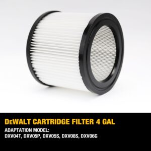 DEWALT DXVC4001 Cartridge Filter Replacement Fit for 4-5 Gallon Wet/Dry Vacuum Cleaners DXV04T, DXV05P, DXV05S, DXV08S, DXV06G