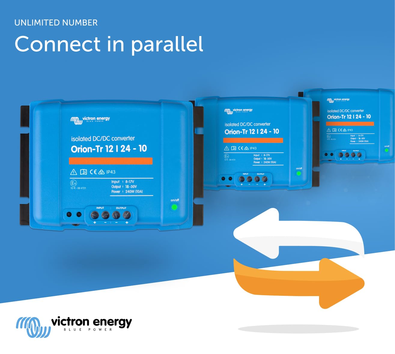 Victron Energy Orion-Tr IP43 12/24-Volt 10 amp 240-Watt Isolated DC-DC Converter