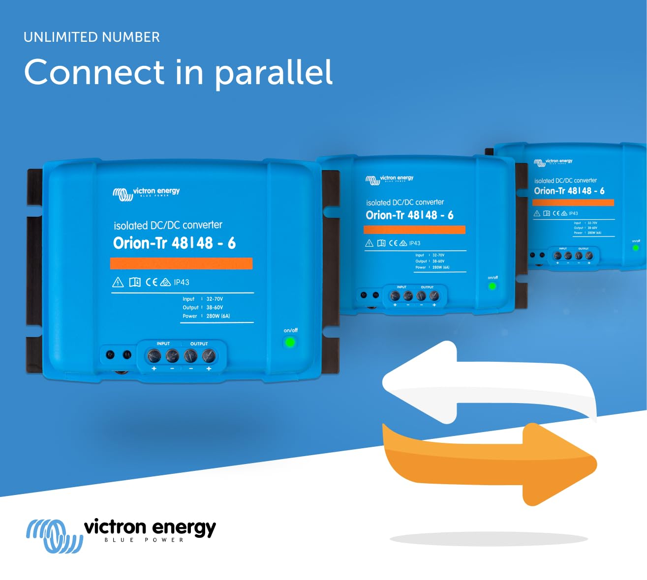 Victron Energy Orion-Tr IP43 48/48-Volt 6 amp 280-Watt Isolated DC-DC Converter