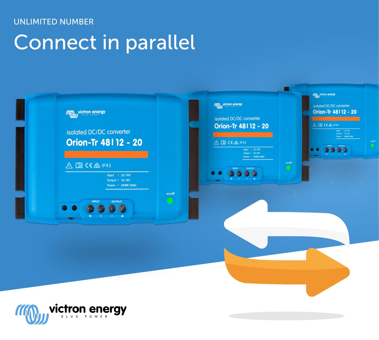 Victron Energy Orion-Tr IP43 48/12-Volt 20 amp 240-Watt Isolated DC-DC Converter