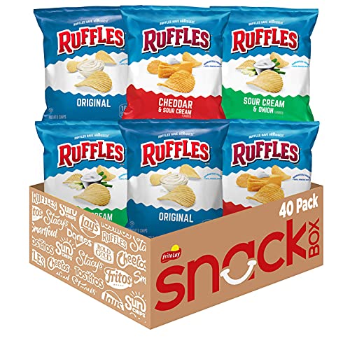 Ruffles Potato Chips, Variety Pack, 1 Ounce (Pack of 40)