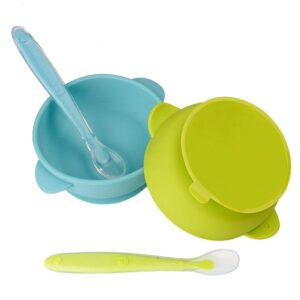 2 pack silicone baby bowls with super suction, silicone stay up food bowl for kids and toddlers with improved super suction base