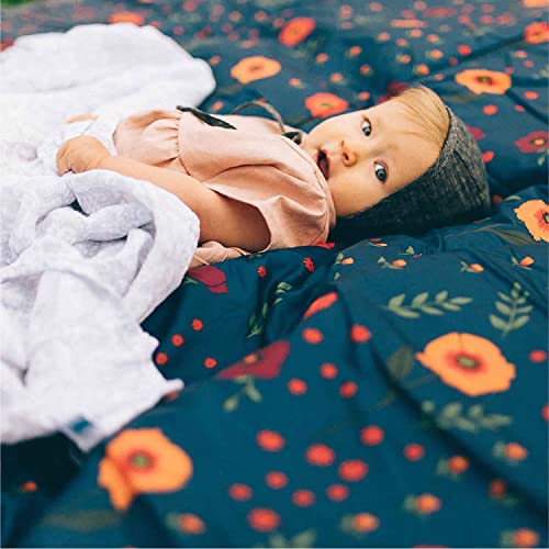 Little Unicorn – Midnight Poppy Indoor/Outdoor Blanket | 100% Polyester | Water Resistant | Simple Clean | Wipeable Material | Easy to Carry | Babies and Toddlers | Machine Washable | 5’ x 5’