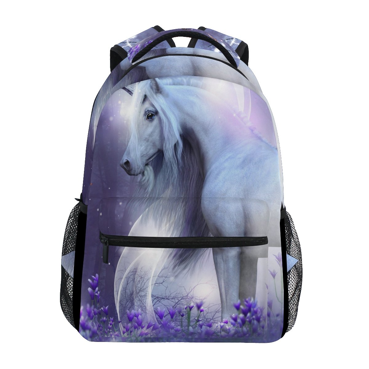 ZZKKO Fantasy Forest Animal Unicorn Boys Girls School Computer Backpacks Book Bag Travel Hiking Camping Daypack