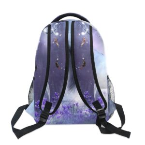 ZZKKO Fantasy Forest Animal Unicorn Boys Girls School Computer Backpacks Book Bag Travel Hiking Camping Daypack