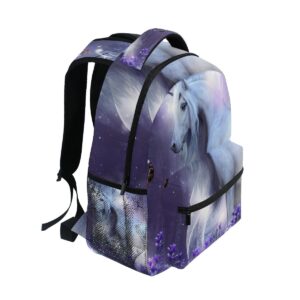 ZZKKO Fantasy Forest Animal Unicorn Boys Girls School Computer Backpacks Book Bag Travel Hiking Camping Daypack