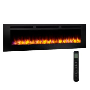 simplifire allusion 60" recessed linear electric fireplace - black, sf-all60-bk