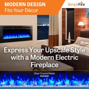 SimpliFire Allusion 60" Recessed Linear Electric Fireplace - Black, SF-ALL60-BK