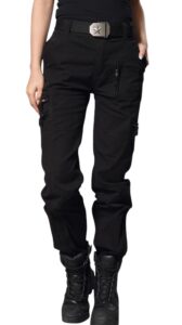 chouyatou women's military straight fit stylish combat cargo slacks pants (medium, black)