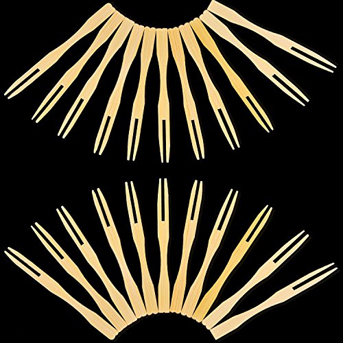 Jovitec 220 Pcs Mini Bamboo Forks 3.5 Inch Cocktail Forks Disposable Appetizer Forks Wooden Forks Fruit Appetizer Forks for Party Charcuterie Food Accessories