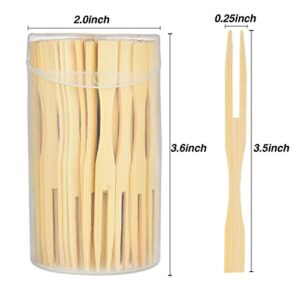 Jovitec 220 Pcs Mini Bamboo Forks 3.5 Inch Cocktail Forks Disposable Appetizer Forks Wooden Forks Fruit Appetizer Forks for Party Charcuterie Food Accessories