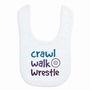 wrestling baby & infant bib | crawl walk wrestle | soft microfiber | navy