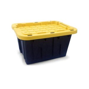 creative plastic concepts 206145 12 gallon black & yellow tough box tote stackable