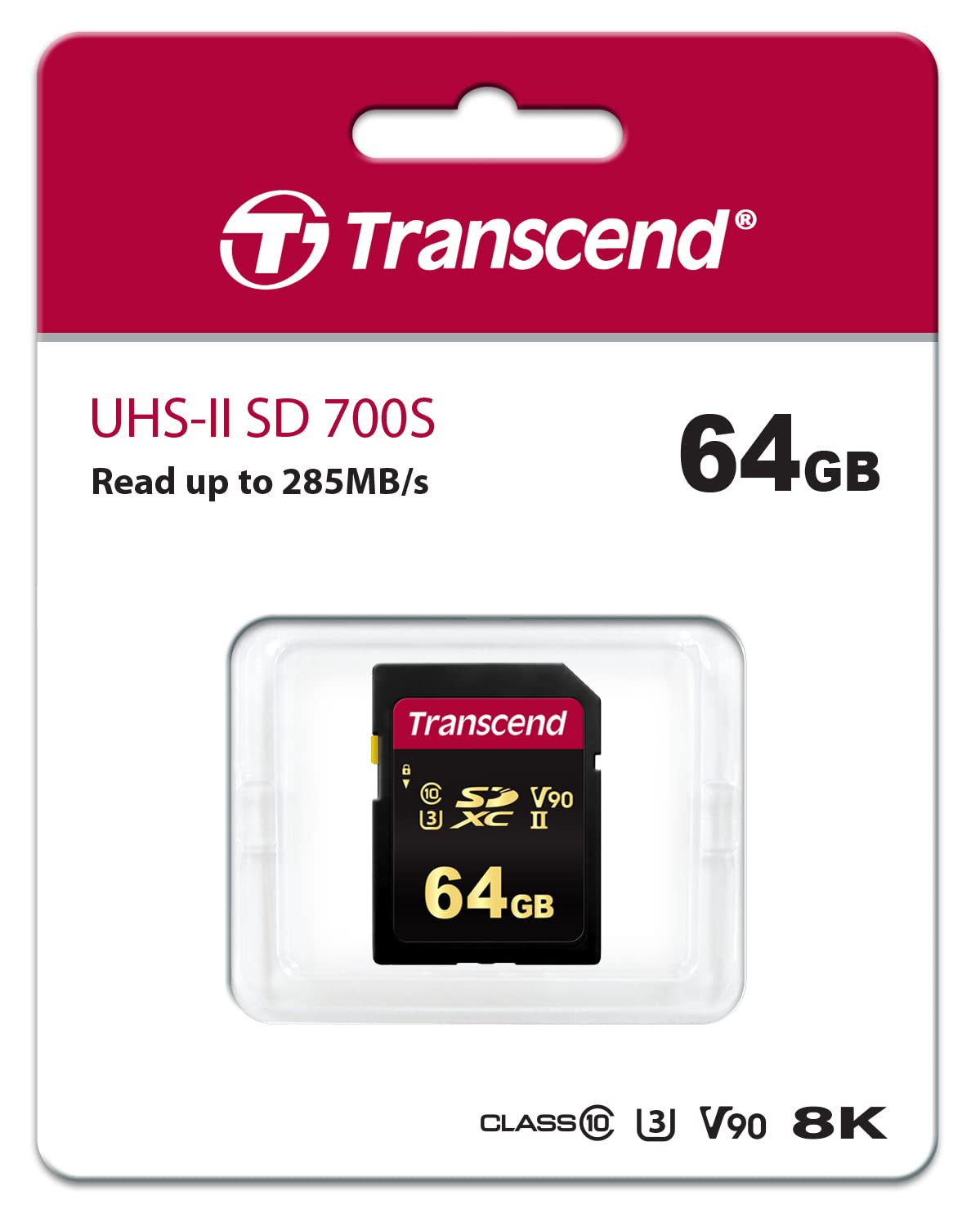 Transcend TS64GSDC700S 64GB UHS-II U3 V90 SDHC Flash Memory Card