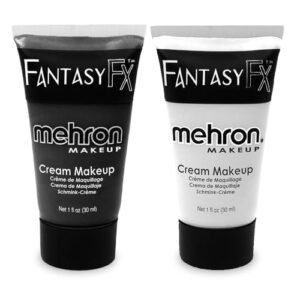 mehron makeup fantasy f/x water based face & body paint black and white face paint bundle