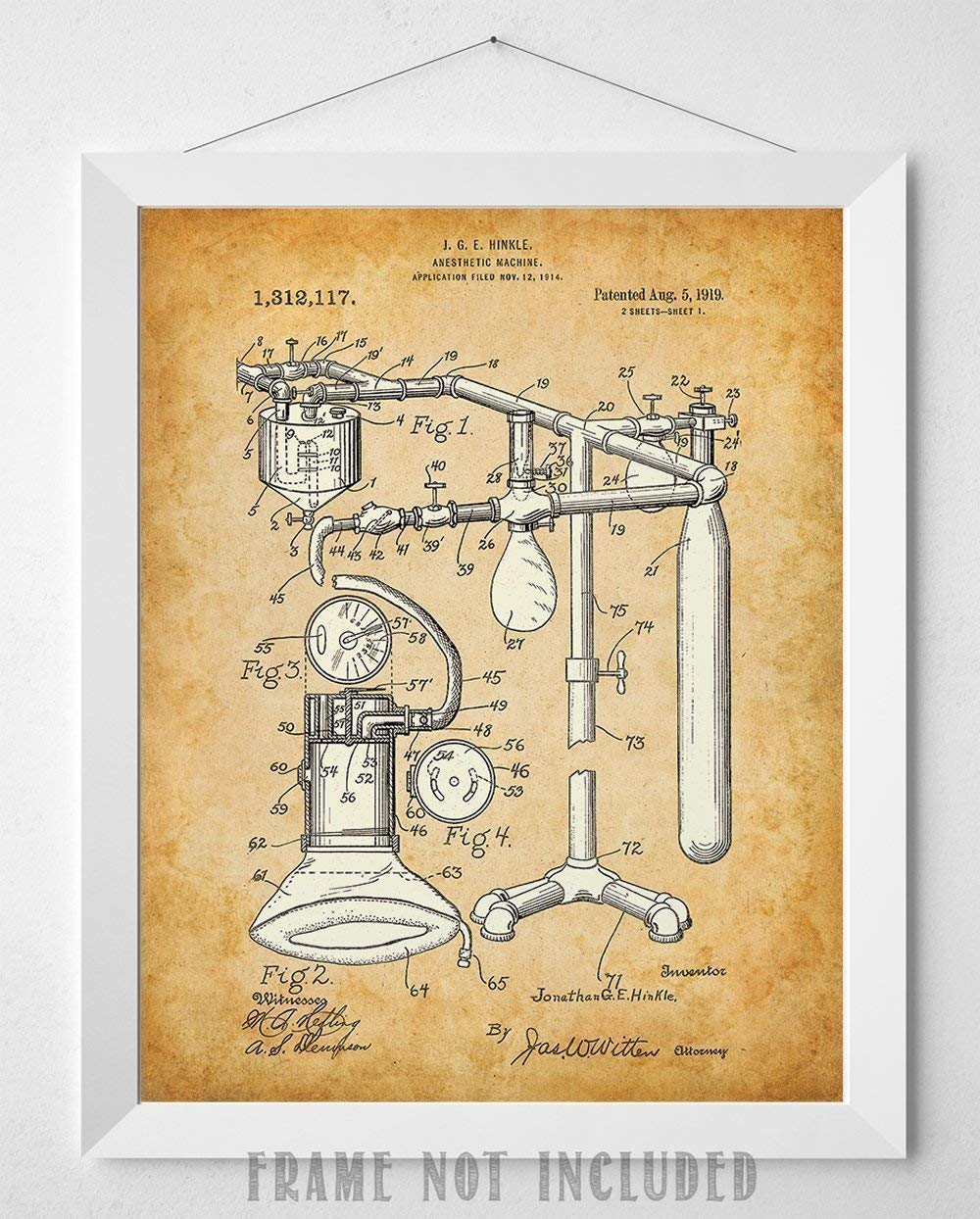 Anesthetic Machine Patent - 11x14 Unframed Patent Print - Great Gift for Doctors, Surgeons, and Anesthesiologist and Home and Office Decor Under $15