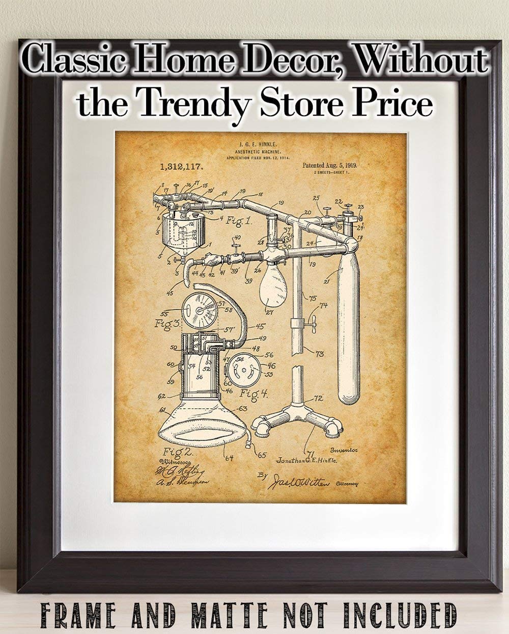 Anesthetic Machine Patent - 11x14 Unframed Patent Print - Great Gift for Doctors, Surgeons, and Anesthesiologist and Home and Office Decor Under $15