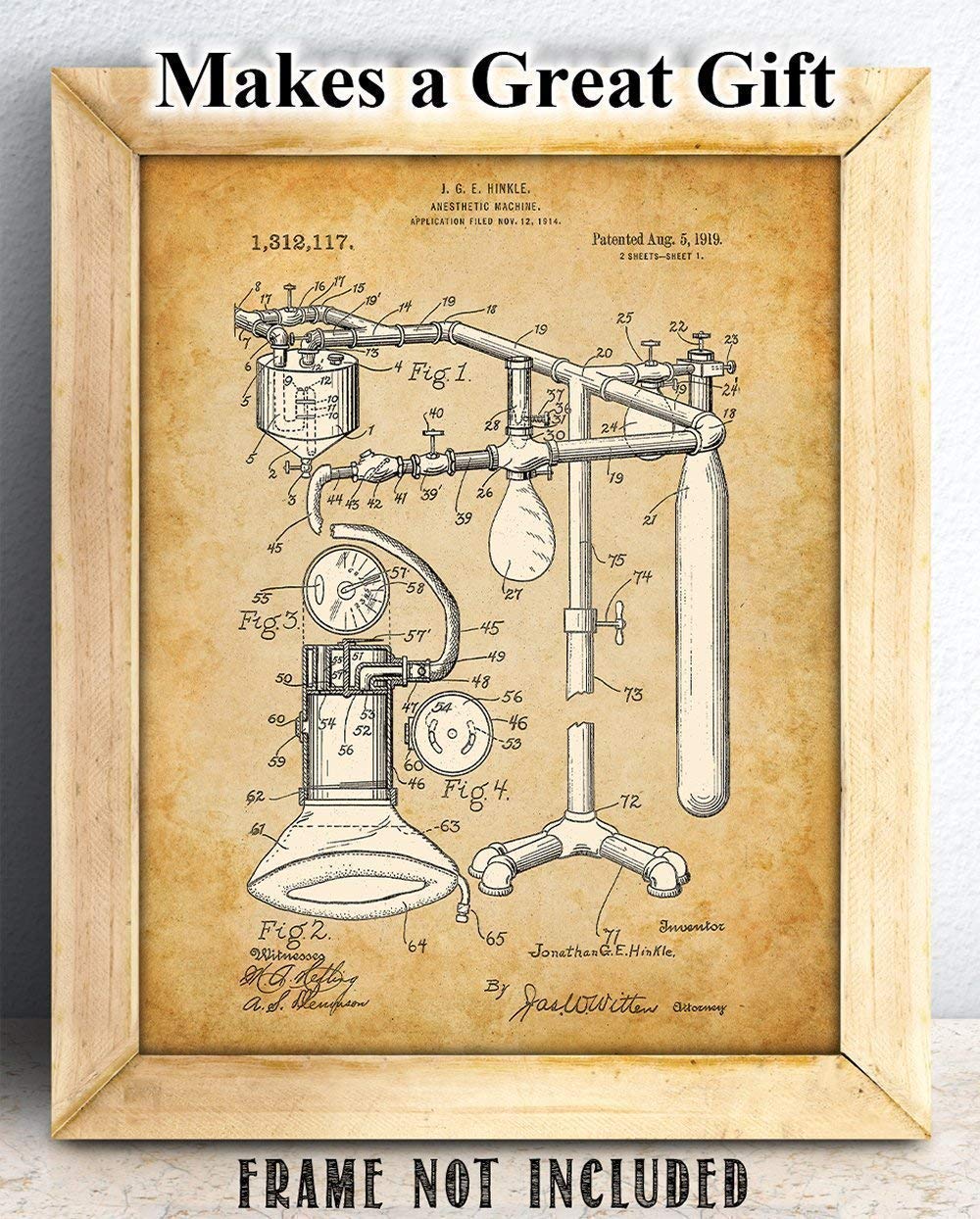 Anesthetic Machine Patent - 11x14 Unframed Patent Print - Great Gift for Doctors, Surgeons, and Anesthesiologist and Home and Office Decor Under $15