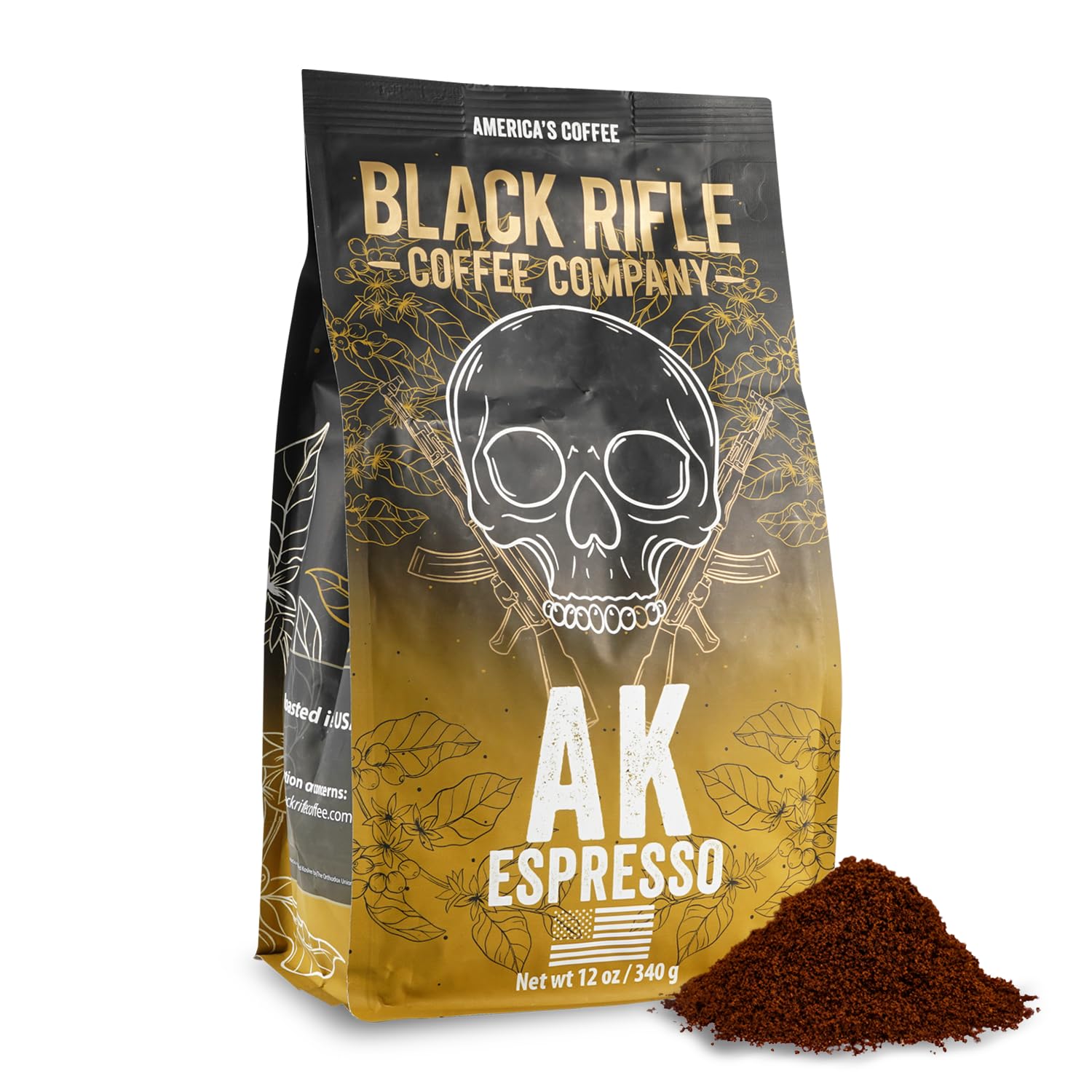 Black Rifle Coffee Company AK Espresso, Medium Roast Ground Coffee, 12 OZ Bag