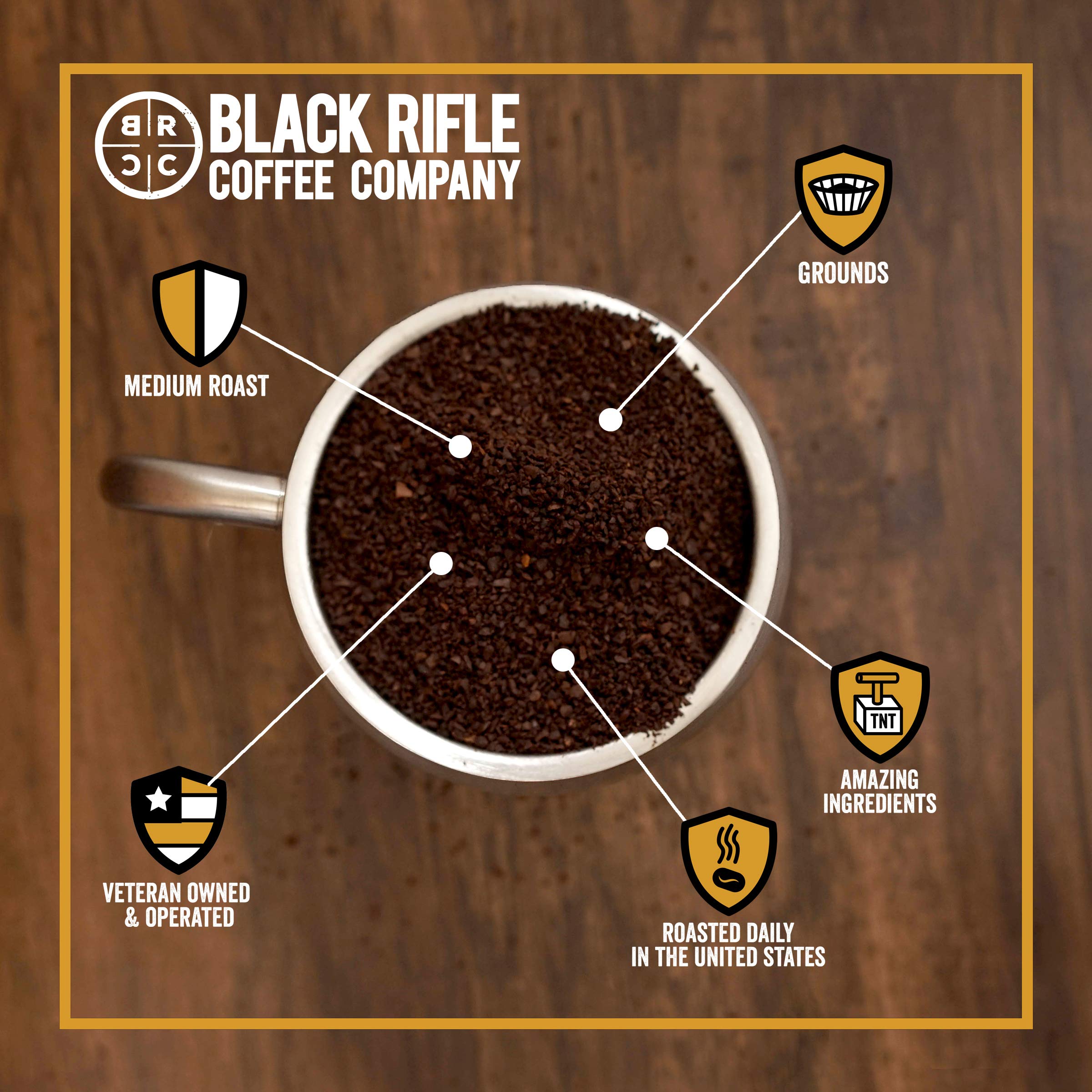 Black Rifle Coffee Company AK Espresso, Medium Roast Ground Coffee, 12 OZ Bag