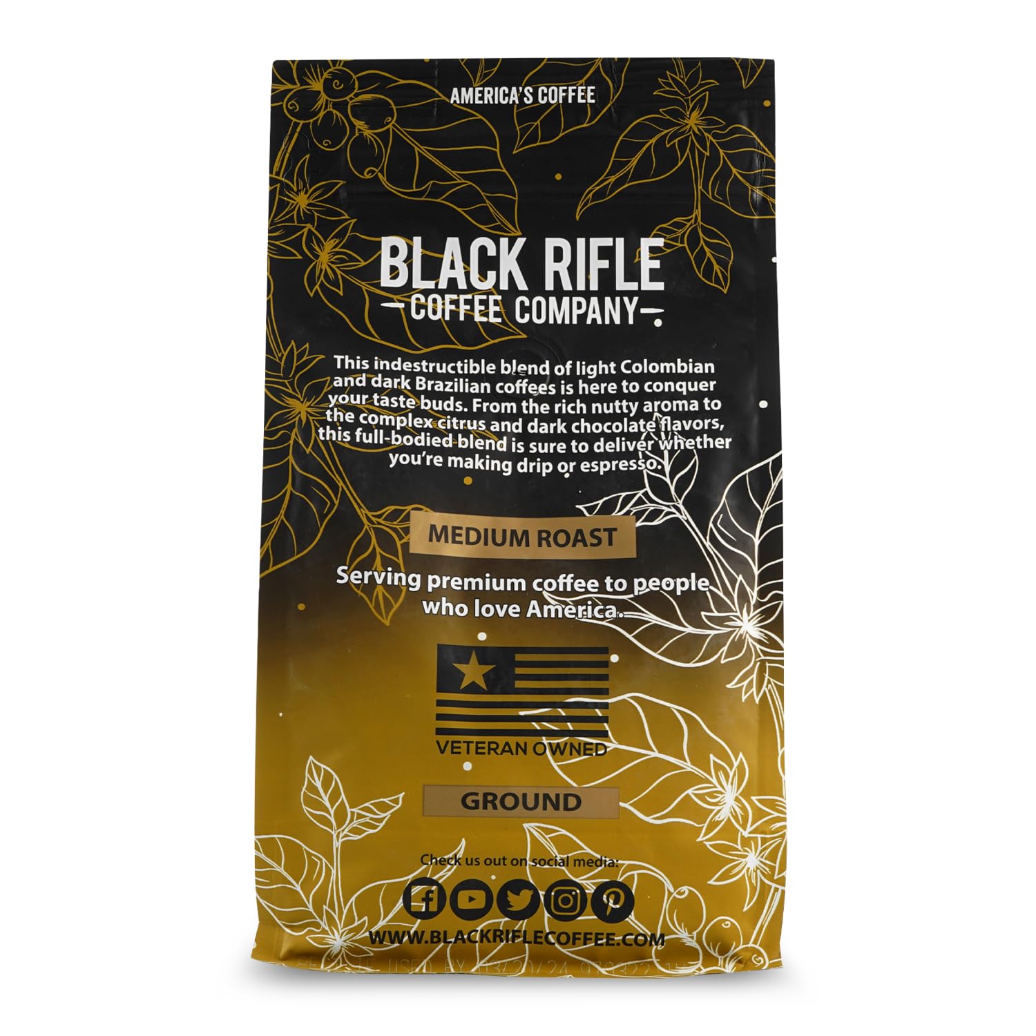 Black Rifle Coffee Company AK Espresso, Medium Roast Ground Coffee, 12 OZ Bag