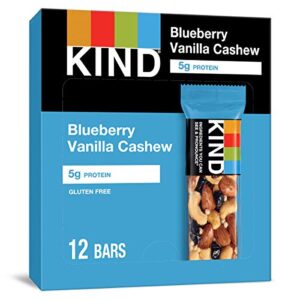 kind bars, blueberry vanilla & cashew, gluten free, low sugar, 1.4oz, 12 count