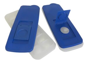 set of 2 no spill ice cube tray with removable cover blue easy release, stackable, compact, odorless, bpa-free ice molding trays for whiskey, cold drinks, cocktails & juice