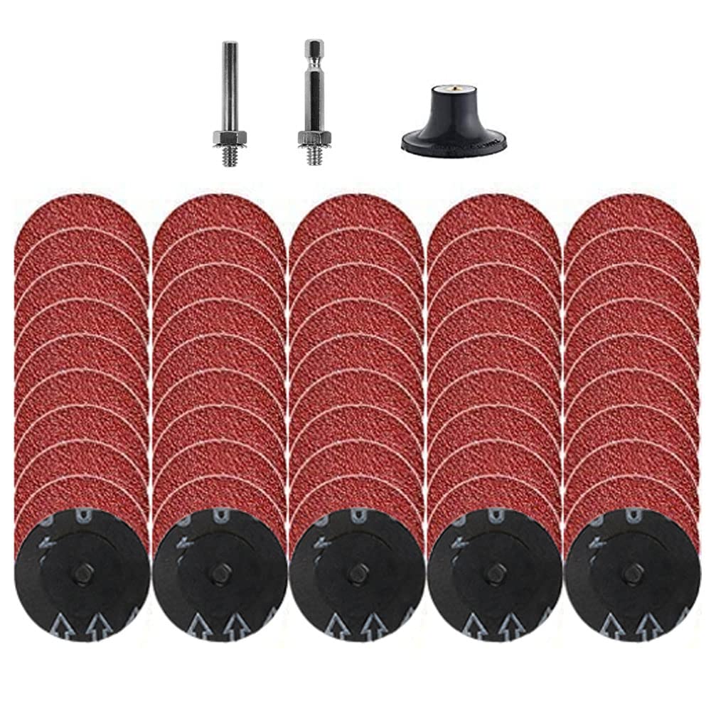 50Pcs Quick Change Discs Set,2 Inch 36 Grit Roll Lock Grinding Discs for Die Grinder Surface,Burr Rust Paint Removal