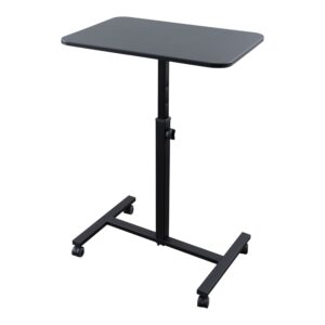 stand up desk store height adjustable single column rolling standing desk laptop stand - black